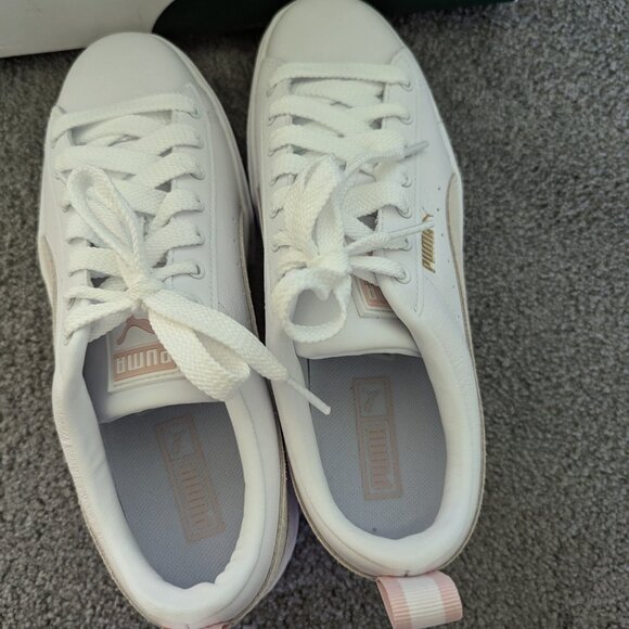 PUMA Mayze Platform Sneakers – White/Pink/Tan | Women’s Size 7.5 - Picture 7 of 10